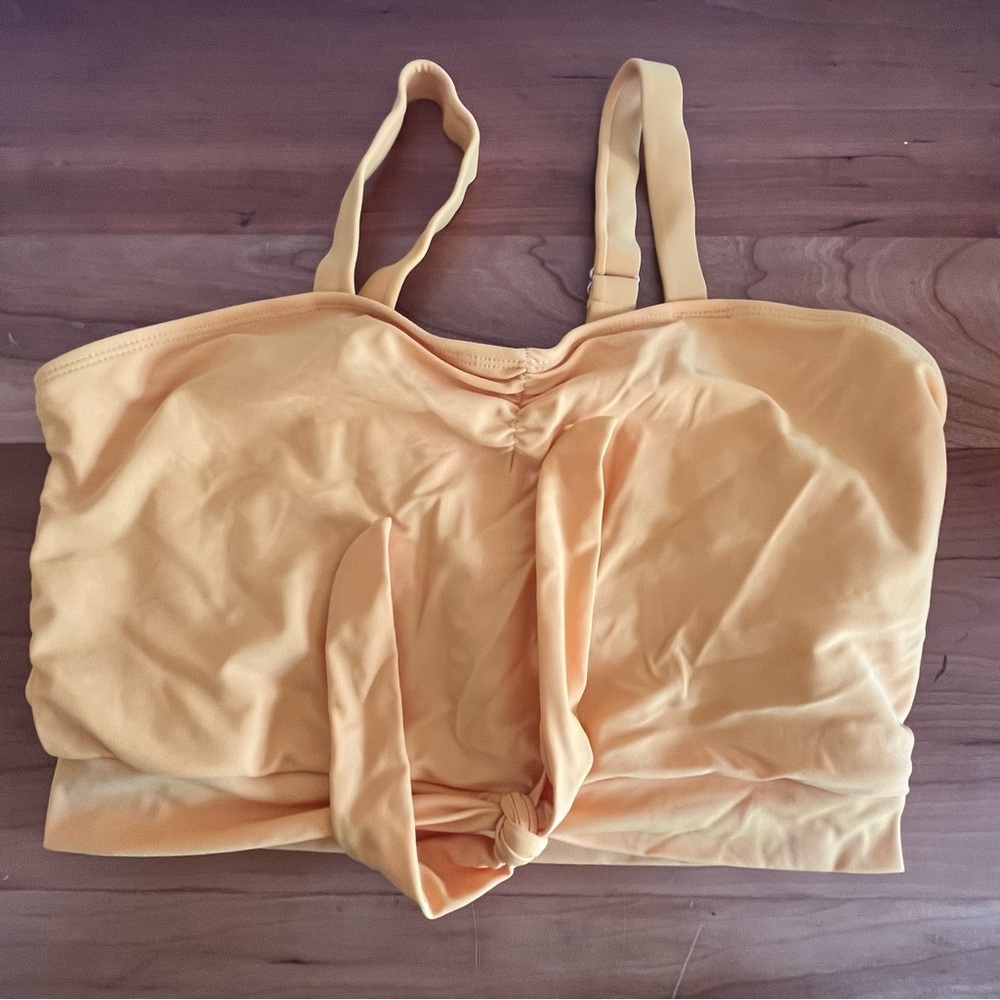 Women's Coral Reef Bright‎ Yellow Bikini Top Tie Front Size Medium